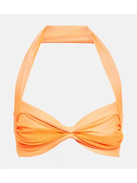 Bikini Norma Kamali cu gât halter portocaliu