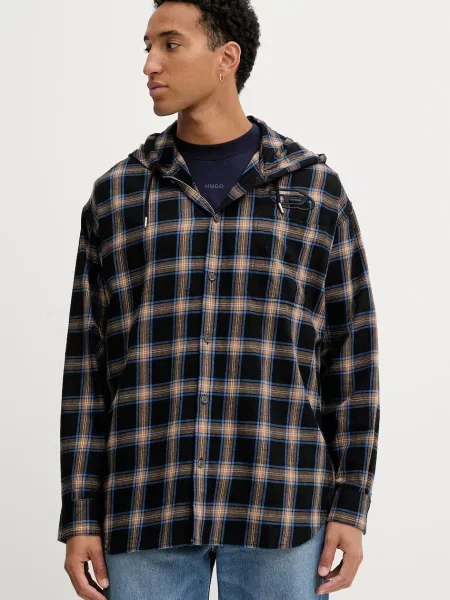Diesel koszula S-DEWNY-HOOD-AJFI relaxed czarny