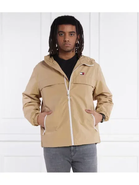 Tommy Jeans Átmeneti dzseki CHICAGO homok / sötétkék / piros fehér