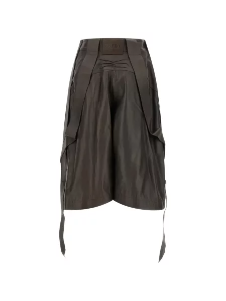 Pantaloni scurți The Attico din piele maro