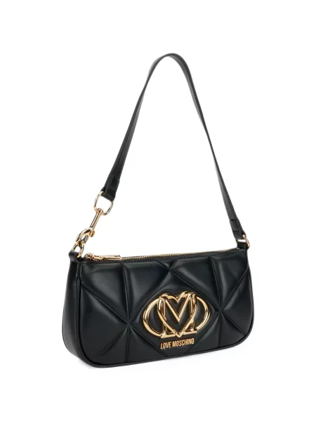 Prošívaný kabelka Love Moschino s autogramem černá