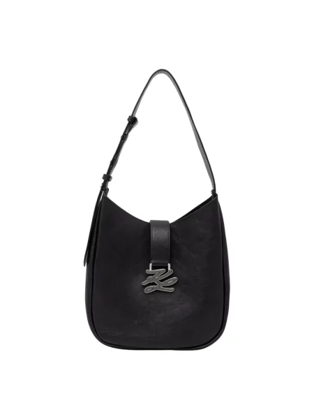 Karl Lagerfeld torebka skórzana K/AUTOGRAPH czarna