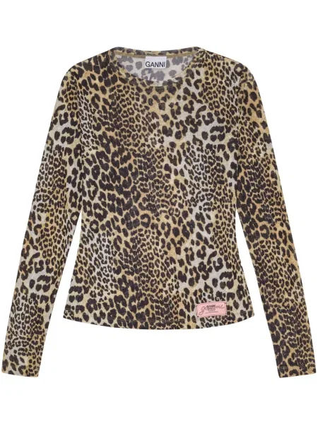 Top Ganni cu imagine cu model leopard maro