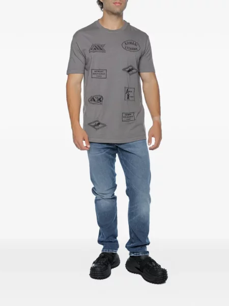Tricou Armani Exchange cu broderie gri