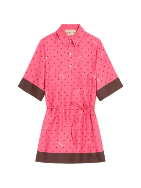 Rochie tip cămașă Valentino Garavani din țesătură twill roz