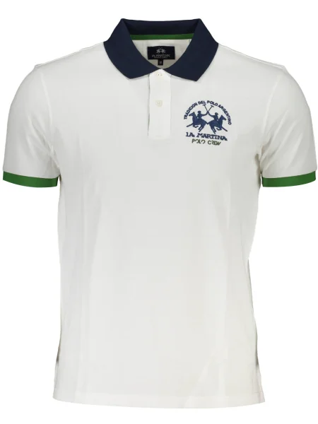 Поло тениска La Martina с къс ръкав бяло