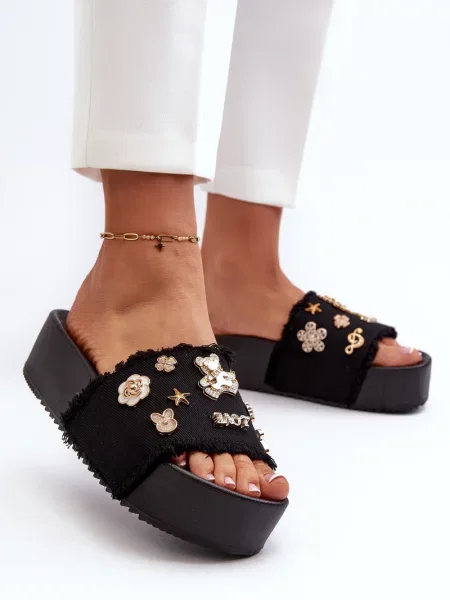 Papuci de casă Kesi cu platformă negru