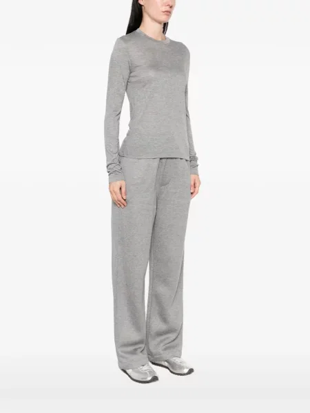 Lung tricou Woc cu decolteu rotund gri