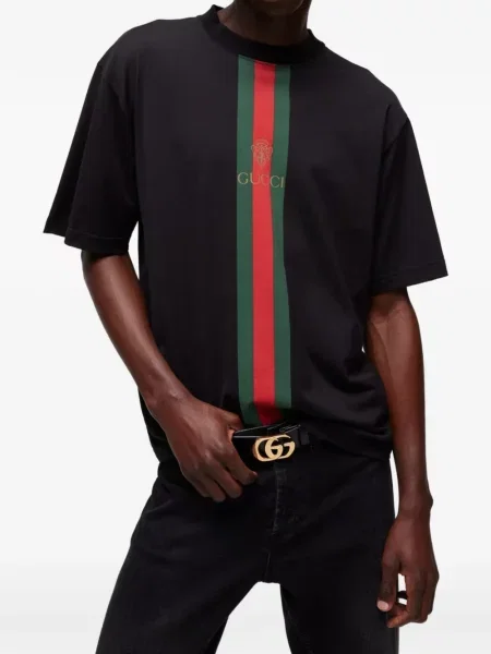 Tricou Gucci cu imagine din jerseu negru