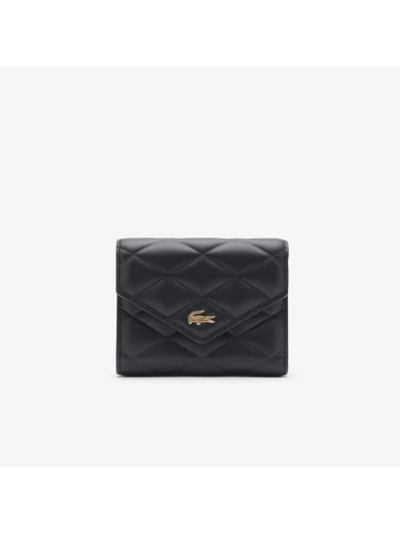 Lacoste Pikowany Skórzany Portfel Crocodelle czarny