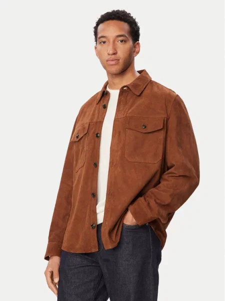 Tommy Hilfiger Μπουφάν δερμάτινο Oversize καφέ