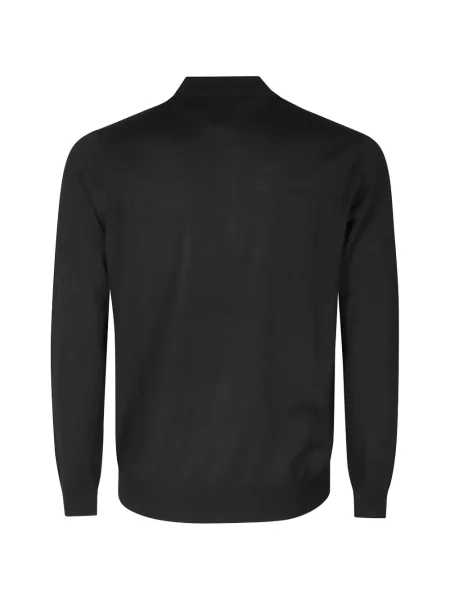 Lung tricou polo Paolo Pecora de lână negru