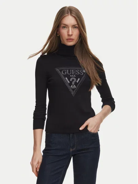 Guess Bluză cu gât negru