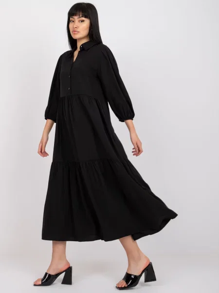 Rochie Fashionhunters cu volane de costum negru