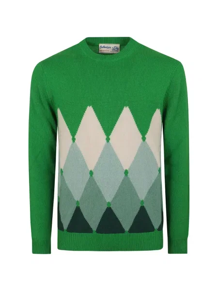 Pulover Ballantyne din cașmir cu model argyle verde