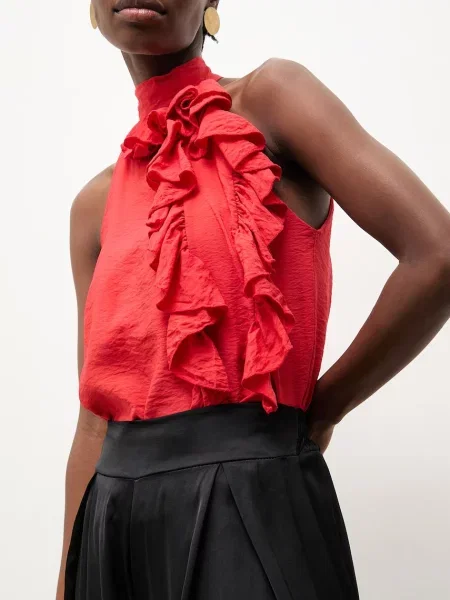 Answear.LAB bluzka z wiskozą czerwona