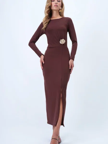 Trend Alaçatı Stili Rochie închis maro
