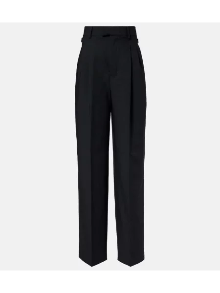 Pantaloni Ami Paris cu talie înaltă de lână gri