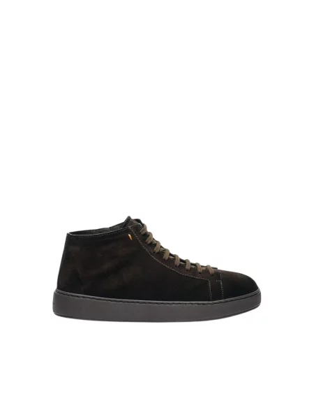 Sneakersy Santoni sznurowane skórzane brązowe