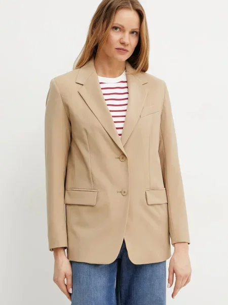 Weekend Max Mara sacou de lână verde un singur rand de uni bej