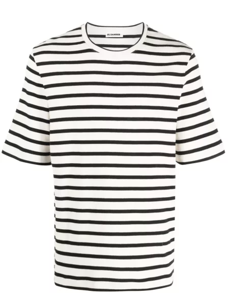 Tricou Jil Sander cu dungi cu imagine scurt
