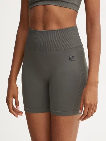 Kratke hlače za trening P.E Nation Restore Seamless bez uzorka srednje visoki struk zelena