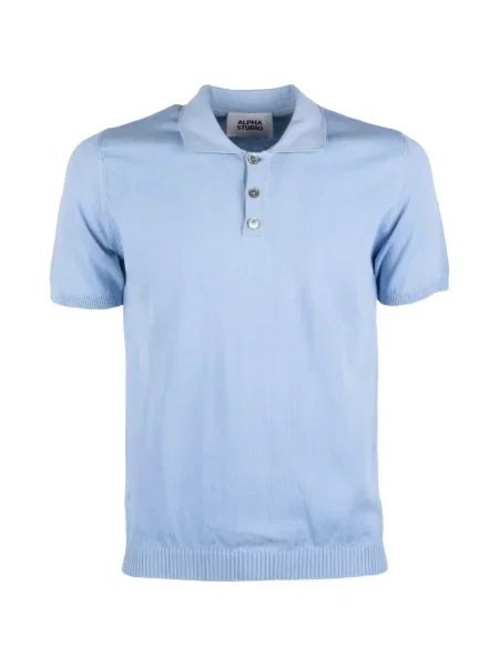 Scurt tricou polo Alpha Studio tricotate albastru