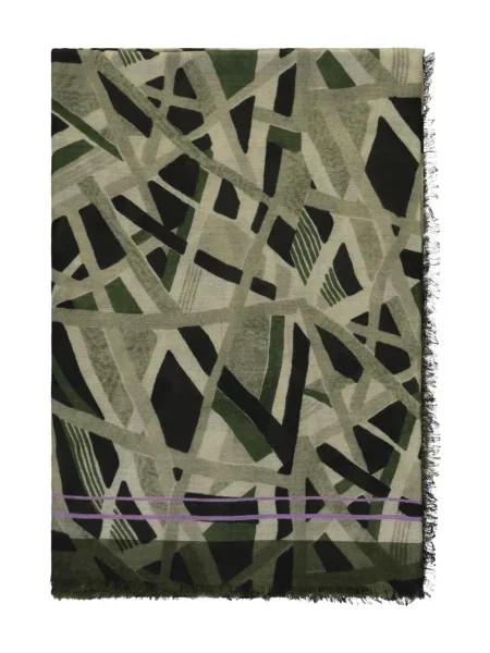 Fular Herno cu imagine cu imprimeu geometric verde