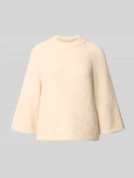 Sweter z dzianiny z prążkowanymi wykończeniami Free/quent biały
