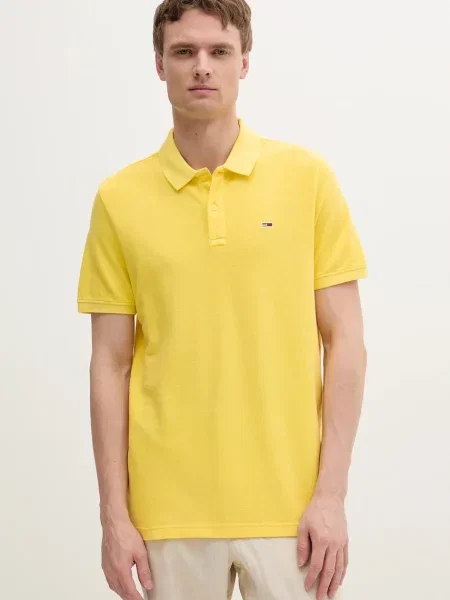 Tommy Jeans μπλουζάκι πόλο κίτρινο