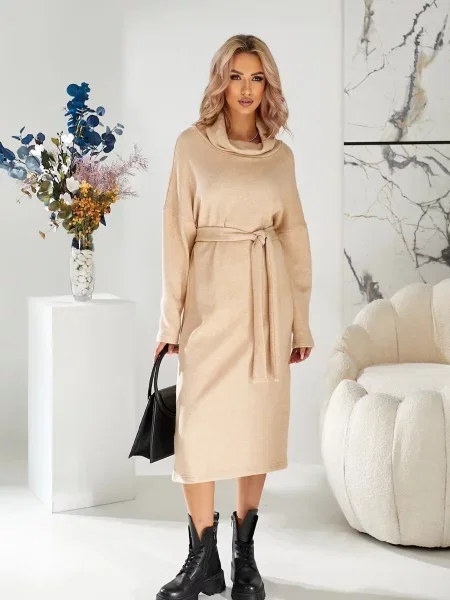 Сукня міді LadyLike текстиль бежевий