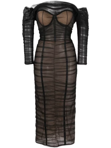 Rochie midi Ana Radu până la genunchi de costum negru