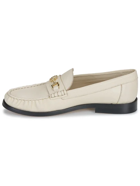 Pantofi Tommy Hilfiger Soft Leather Horsebit Loafer Écru alb