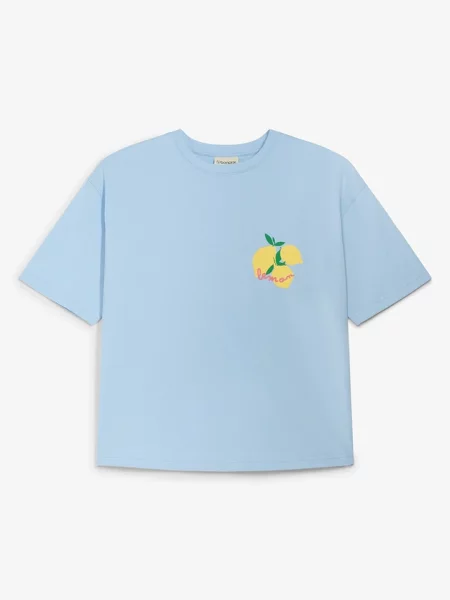 T-shirt oversize z czystej bawełny organicznej niebieska