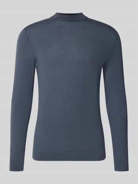 Bluzka z długim rękawem o kroju slim fit z czystej żywej wełny model Arwon' Drykorn granatowa