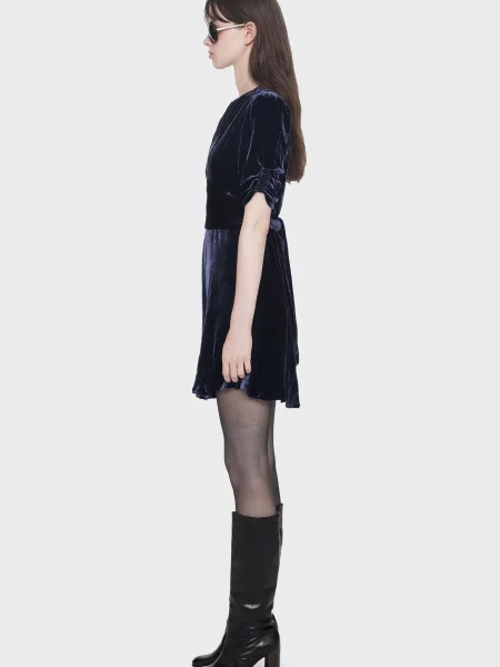 Велюровое платье Allsaints синее