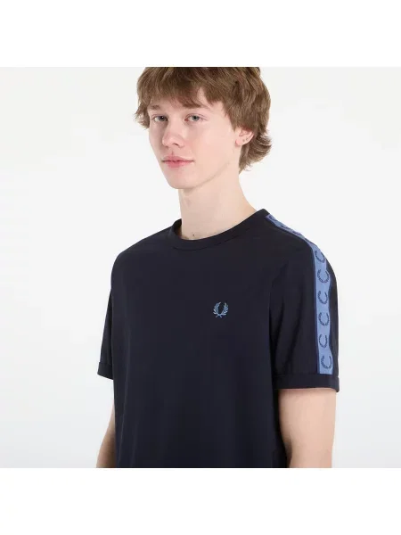 Tricou FRED PERRY Contrast Tape Ringer T-Shirt Navy/ Ace Blue M albastru