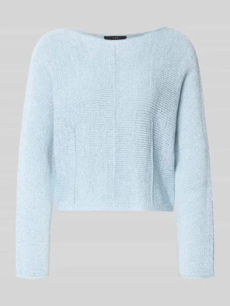 Sweter z dzianiny z dekoltem w łódkę Oui niebieski