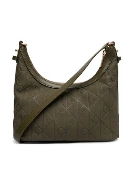 Calvin Klein Torbica Emblem Aop Sueded Shoulder Bag Tamno zelena