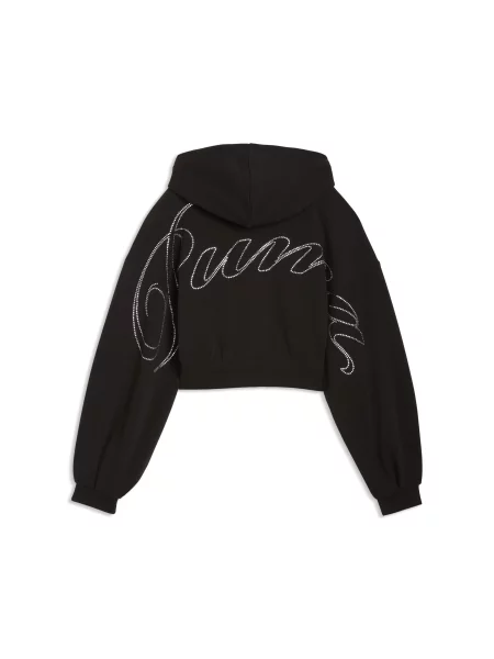 PUMA rozpinana bluza z kapturem Essentials Graphics Bedazzled Odzież S czarny