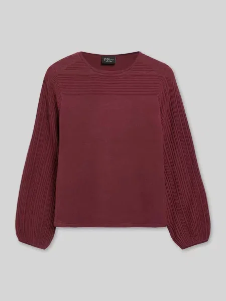 Sweter z teksturowanymi bufiastymi rękawami z mieszanki S.oliver Black Label
