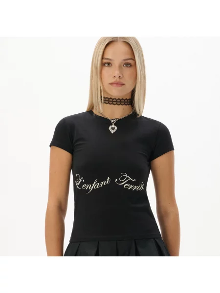 Cropp Футболка з написом чорний