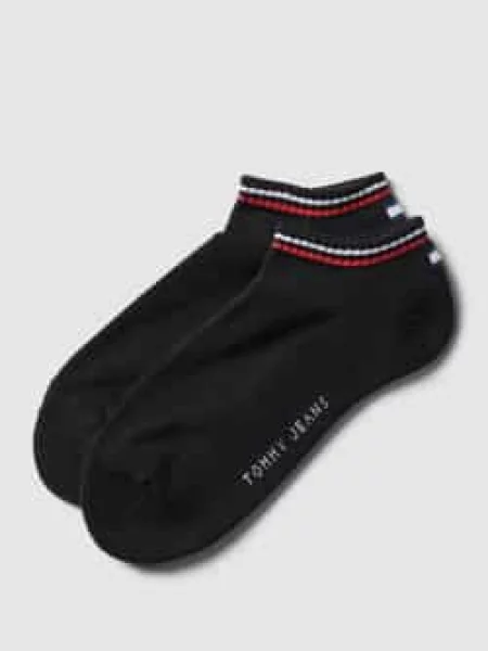 Krótkie skarpety z paskami w kontrastowym kolorze w zestawie 2 szt. Tommy Hilfiger czarne