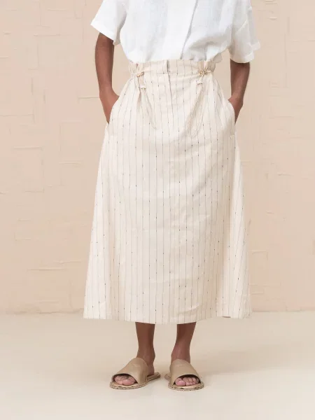 Спідниця міді HankaKohana Maggie льон/бавовна бежевий