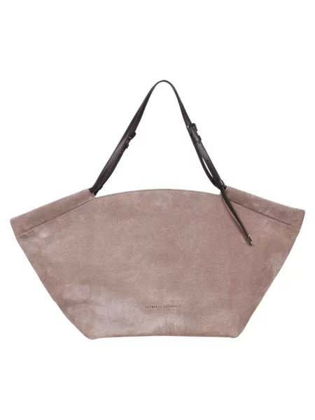 Torebka skórzana Brunello Cucinelli beżowa