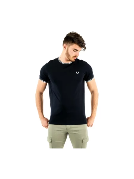 Fred Perry t-shirt granatowy z aplikacją niebieska