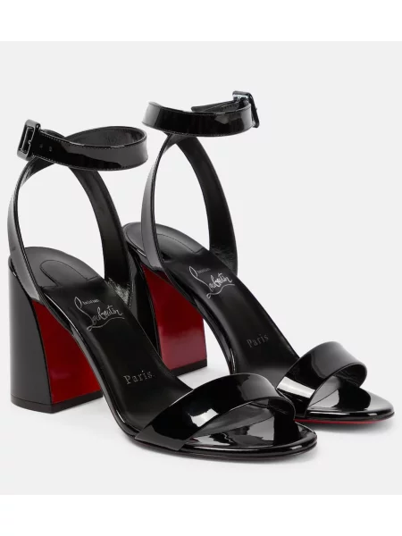 Sandale Christian Louboutin din piele de lac negru