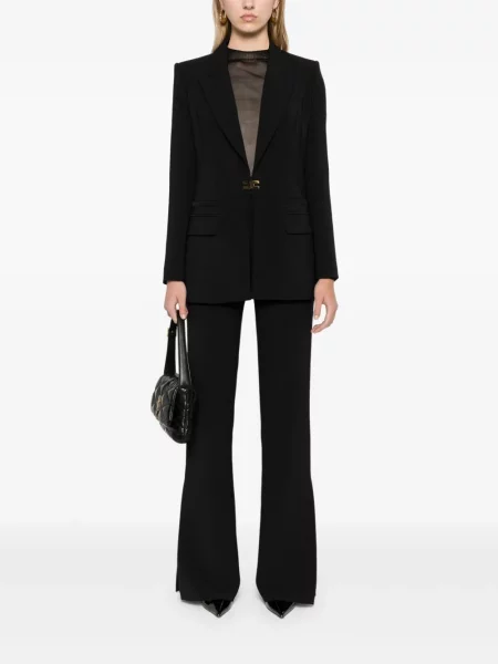 Pantaloni Elisabetta Franchi din crep cu autograf negru