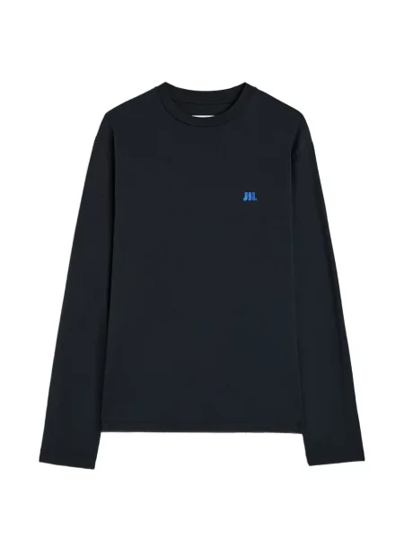Lung hanorac Jil Sander cu broderie albastru