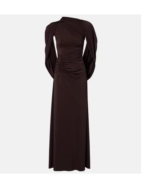 Rochie Rachel Gilbert din jerseu drapată maro